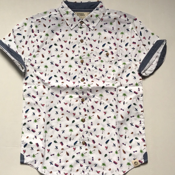 Free Planet Other - All over printed button down shirt